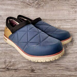 LL Bean Ultralight Primaloft Shoes Mens 9 M Blue Tan Quilted Waterproof Slip On